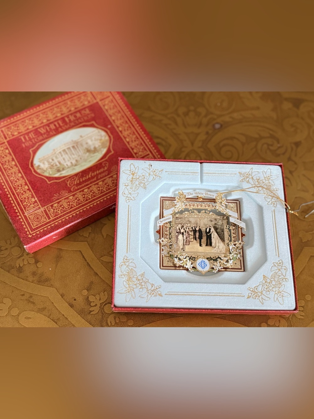 Gold & Red Holiday Ornament